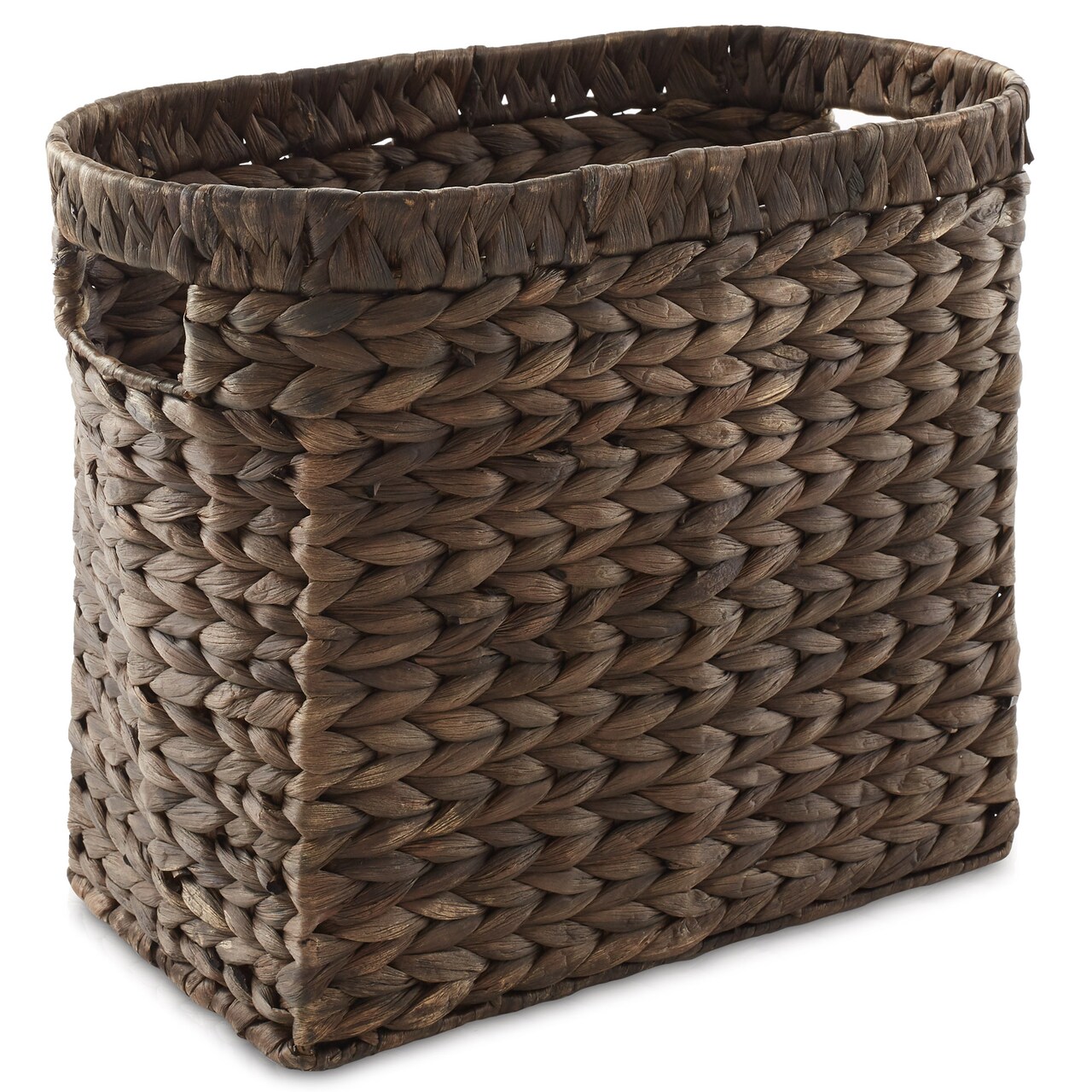 Casafield Woven Magazine Holder with Handles - Seagrass Water Hyacinth Storage Basket for Bathroom, Living Room, Home Office